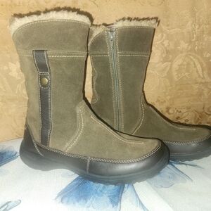 Clarks Olive Suede Winter Boots